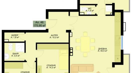План на апартамент с три спални в комплекс Фамилия, Варна - имоти за продажба Id 181 