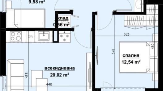ID 556 Plan of a three-room apartment