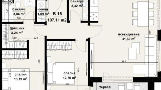 ID 556 Plan of a 2 bedroom apartment