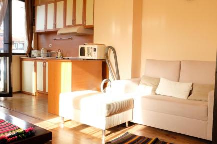 living room in the light apartment in Bansko